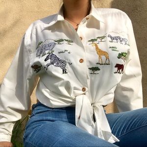 Embroidered button up